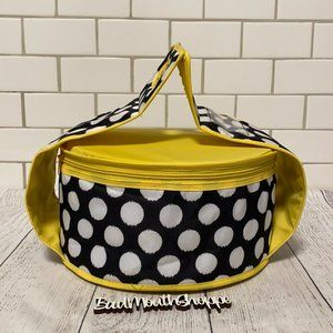 *Hobby Lobby Black White Yellow Polka Dot Insulated Hot Casserole Dish Carrier
